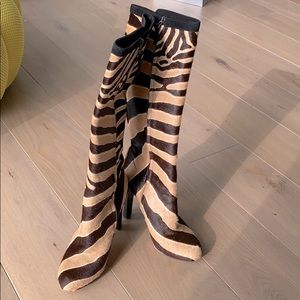 Fendi Boots, real leather, zebra print, pony fur